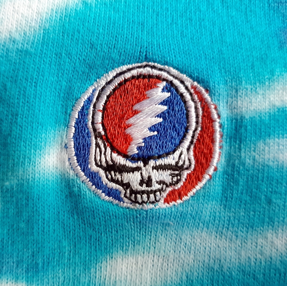 Grateful Dead XXL Long Slv Tiny Embroidered Steal Your Face Emblem Tie Dye Tee - Picture 2 of 8